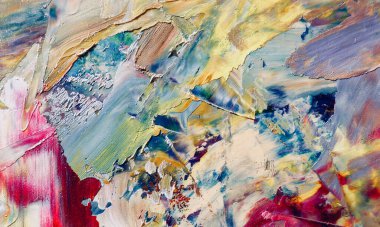 Renk dokusu. Tuvale elle çizilmiş yağlı boya resim. Soyut sanat geçmişi. Modern, çağdaş sanat. Renkli tuval. Duvar dekoru arkaplanı