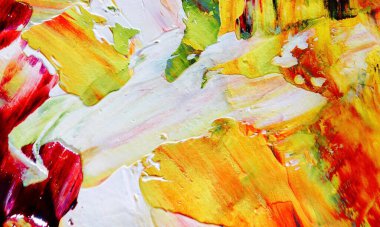 Renk dokusu. Tuvale elle çizilmiş yağlı boya resim. Soyut sanat geçmişi. Modern, çağdaş sanat. Renkli tuval. Duvar dekoru arkaplanı