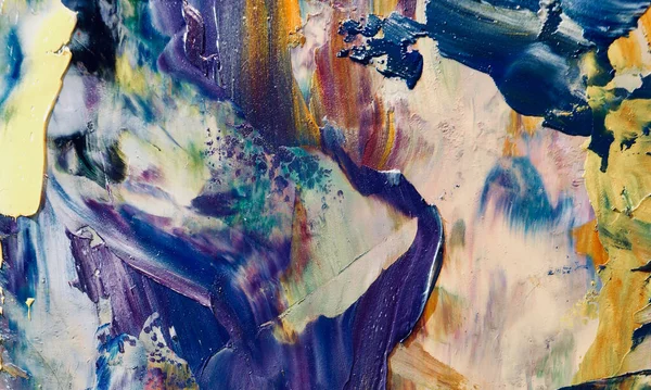 手描き アブストラクトアートの背景 カラーテキストキャンバス上の油絵 近現代美術 カラフルなキャンバス 壁の装飾の背景 — ストック写真