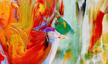 Renk dokusu. Tuvale elle çizilmiş yağlı boya resim. Soyut sanat geçmişi. Modern, çağdaş sanat. Renkli tuval. Duvar dekoru arkaplanı