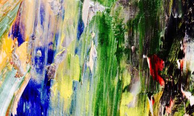 Renk dokusu. Tuvale elle çizilmiş yağlı boya resim. Soyut sanat geçmişi. Modern, çağdaş sanat. Renkli tuval. Duvar dekoru arkaplanı