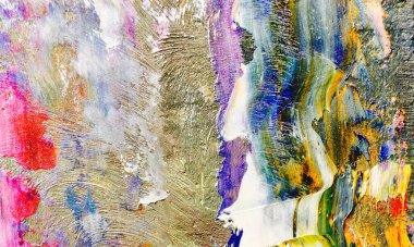 Renk dokusu. Tuvale elle çizilmiş yağlı boya resim. Soyut sanat geçmişi. Modern, çağdaş sanat. Renkli tuval. Duvar dekoru arkaplanı