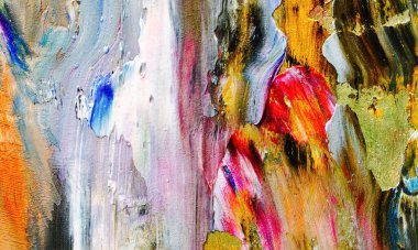 Renk dokusu. Tuvale elle çizilmiş yağlı boya resim. Soyut sanat geçmişi. Modern, çağdaş sanat. Renkli tuval. Duvar dekoru arkaplanı