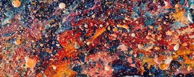 Renk dokusu. Tuvale elle çizilmiş yağlı boya resim. Soyut sanat geçmişi. Modern, çağdaş sanat. Renkli tuval. Duvar dekoru arkaplanı