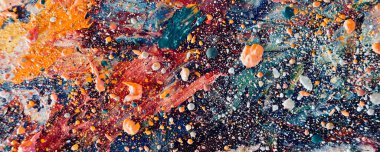 Renk dokusu. Tuvale elle çizilmiş yağlı boya resim. Soyut sanat geçmişi. Modern, çağdaş sanat. Renkli tuval. Duvar dekoru arkaplanı