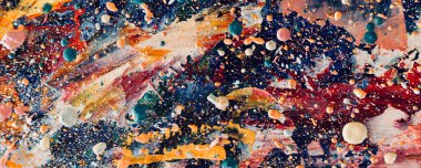 Renk dokusu. Tuvale elle çizilmiş yağlı boya resim. Soyut sanat geçmişi. Modern, çağdaş sanat. Renkli tuval. Duvar dekoru arkaplanı