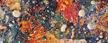 Renk dokusu. Tuvale elle çizilmiş yağlı boya resim. Soyut sanat geçmişi. Modern, çağdaş sanat. Renkli tuval. Duvar dekoru arkaplanı