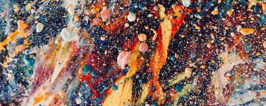 Renk dokusu. Tuvale elle çizilmiş yağlı boya resim. Soyut sanat geçmişi. Modern, çağdaş sanat. Renkli tuval. Duvar dekoru arkaplanı