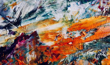 Renk dokusu. Tuvale elle çizilmiş yağlı boya resim. Soyut sanat geçmişi. Modern, çağdaş sanat. Renkli tuval. Duvar dekoru arkaplanı