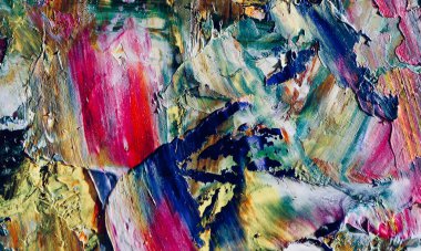 Renk dokusu. Tuvale elle çizilmiş yağlı boya resim. Soyut sanat geçmişi. Modern, çağdaş sanat. Renkli tuval. Duvar dekoru arkaplanı