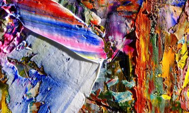 Renk dokusu. Tuvale elle çizilmiş yağlı boya resim. Soyut sanat geçmişi. Modern, çağdaş sanat. Renkli tuval. Duvar dekoru arkaplanı