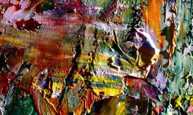 Renk dokusu. Tuvale elle çizilmiş yağlı boya resim. Soyut sanat geçmişi. Modern, çağdaş sanat. Renkli tuval. Duvar dekoru arkaplanı