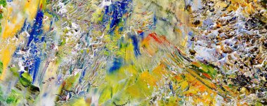 Renk dokusu. Tuvale elle çizilmiş yağlı boya resim. Soyut sanat geçmişi. Modern, çağdaş sanat. Renkli tuval. Duvar dekoru arkaplanı