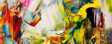 Renk dokusu. Tuvale elle çizilmiş yağlı boya resim. Soyut sanat geçmişi. Modern, çağdaş sanat. Renkli tuval. Duvar dekoru arkaplanı
