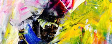 Renk dokusu. Tuvale elle çizilmiş yağlı boya resim. Soyut sanat geçmişi. Modern, çağdaş sanat. Renkli tuval. Duvar dekoru arkaplanı