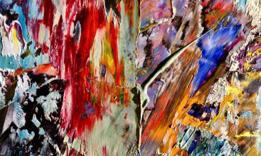 Renk dokusu. Tuvale elle çizilmiş yağlı boya resim. Soyut sanat geçmişi. Modern, çağdaş sanat. Renkli tuval. Duvar dekoru arkaplanı