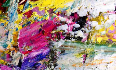 Renk dokusu. Tuvale elle çizilmiş yağlı boya resim. Soyut sanat geçmişi. Modern, çağdaş sanat. Renkli tuval. Duvar dekoru arkaplanı