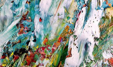 Renk dokusu. Tuvale elle çizilmiş yağlı boya resim. Soyut sanat geçmişi. Modern, çağdaş sanat. Renkli tuval. Duvar dekoru arkaplanı