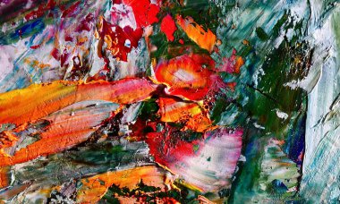 Renk dokusu. Tuvale elle çizilmiş yağlı boya resim. Soyut sanat geçmişi. Modern, çağdaş sanat. Renkli tuval. Duvar dekoru arkaplanı