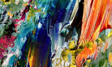 Renk dokusu. Tuvale elle çizilmiş yağlı boya resim. Soyut sanat geçmişi. Modern, çağdaş sanat. Renkli tuval. Duvar dekoru arkaplanı