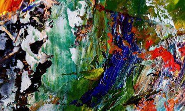 Renk dokusu. Tuvale elle çizilmiş yağlı boya resim. Soyut sanat geçmişi. Modern, çağdaş sanat. Renkli tuval. Duvar dekoru arkaplanı