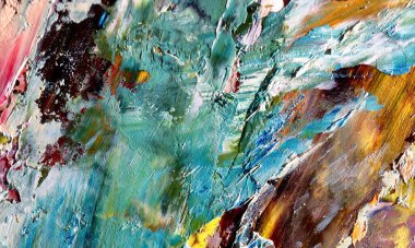 Renk dokusu. Tuvale elle çizilmiş yağlı boya resim. Soyut sanat geçmişi. Modern, çağdaş sanat. Renkli tuval. Duvar dekoru arkaplanı