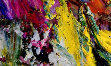 Renk dokusu. Tuvale elle çizilmiş yağlı boya resim. Soyut sanat geçmişi. Modern, çağdaş sanat. Renkli tuval. Duvar dekoru arkaplanı
