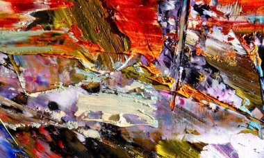 Renk dokusu. Tuvale elle çizilmiş yağlı boya resim. Soyut sanat geçmişi. Modern, çağdaş sanat. Renkli tuval. Duvar dekoru arkaplanı