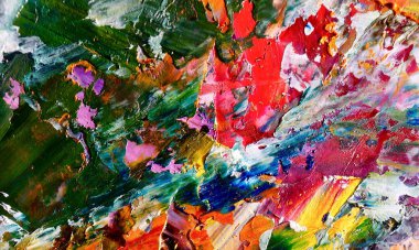 Renk dokusu. Tuvale elle çizilmiş yağlı boya resim. Soyut sanat geçmişi. Modern, çağdaş sanat. Renkli tuval. Duvar dekoru arkaplanı