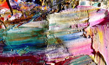 Renk dokusu. Tuvale elle çizilmiş yağlı boya resim. Soyut sanat geçmişi. Modern, çağdaş sanat. Renkli tuval. Duvar dekoru arkaplanı