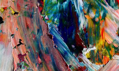 Renk dokusu. Tuvale elle çizilmiş yağlı boya resim. Soyut sanat geçmişi. Modern, çağdaş sanat. Renkli tuval. Duvar dekoru arkaplanı