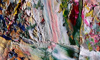 Renk dokusu. Tuvale elle çizilmiş yağlı boya resim. Soyut sanat geçmişi. Modern, çağdaş sanat. Renkli tuval. Duvar dekoru arkaplanı