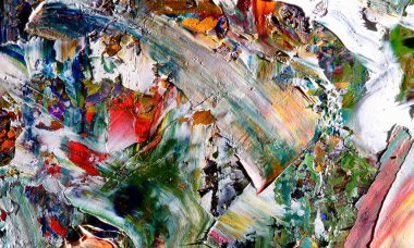 Renk dokusu. Tuvale elle çizilmiş yağlı boya resim. Soyut sanat geçmişi. Modern, çağdaş sanat. Renkli tuval. Duvar dekoru arkaplanı