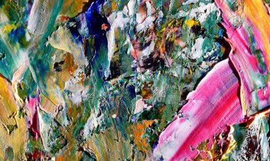 Renk dokusu. Tuvale elle çizilmiş yağlı boya resim. Soyut sanat geçmişi. Modern, çağdaş sanat. Renkli tuval. Duvar dekoru arkaplanı