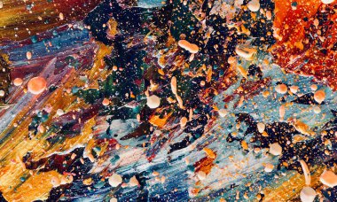 Renk dokusu. Tuvale elle çizilmiş yağlı boya resim. Soyut sanat geçmişi. Modern, çağdaş sanat. Renkli tuval. Duvar dekoru arkaplanı