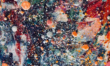 Renk dokusu. Tuvale elle çizilmiş yağlı boya resim. Soyut sanat geçmişi. Modern, çağdaş sanat. Renkli tuval. Duvar dekoru arkaplanı