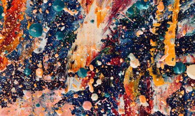 Renk dokusu. Tuvale elle çizilmiş yağlı boya resim. Soyut sanat geçmişi. Modern, çağdaş sanat. Renkli tuval. Duvar dekoru arkaplanı