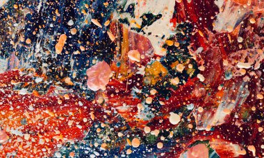 Renk dokusu. Tuvale elle çizilmiş yağlı boya resim. Soyut sanat geçmişi. Modern, çağdaş sanat. Renkli tuval. Duvar dekoru arkaplanı