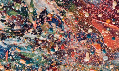 Renk dokusu. Tuvale elle çizilmiş yağlı boya resim. Soyut sanat geçmişi. Modern, çağdaş sanat. Renkli tuval. Duvar dekoru arkaplanı