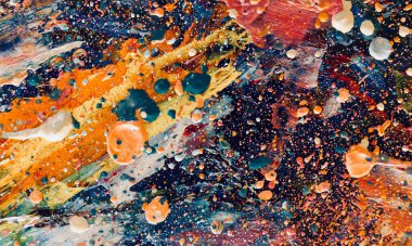 Renk dokusu. Tuvale elle çizilmiş yağlı boya resim. Soyut sanat geçmişi. Modern, çağdaş sanat. Renkli tuval. Duvar dekoru arkaplanı