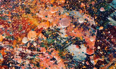 Renk dokusu. Tuvale elle çizilmiş yağlı boya resim. Soyut sanat geçmişi. Modern, çağdaş sanat. Renkli tuval. Duvar dekoru arkaplanı