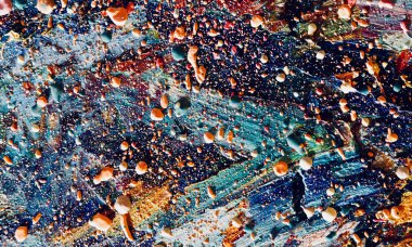 Renk dokusu. Tuvale elle çizilmiş yağlı boya resim. Soyut sanat geçmişi. Modern, çağdaş sanat. Renkli tuval. Duvar dekoru arkaplanı