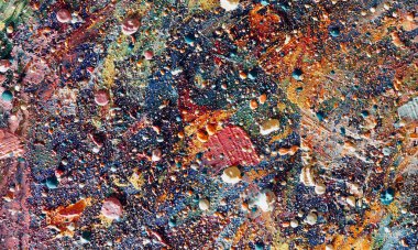 Renk dokusu. Tuvale elle çizilmiş yağlı boya resim. Soyut sanat geçmişi. Modern, çağdaş sanat. Renkli tuval. Duvar dekoru arkaplanı