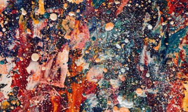 Renk dokusu. Tuvale elle çizilmiş yağlı boya resim. Soyut sanat geçmişi. Modern, çağdaş sanat. Renkli tuval. Duvar dekoru arkaplanı