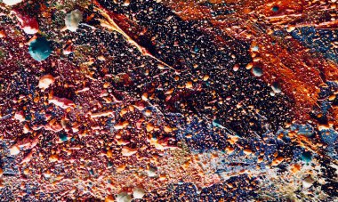 Renk dokusu. Tuvale elle çizilmiş yağlı boya resim. Soyut sanat geçmişi. Modern, çağdaş sanat. Renkli tuval. Duvar dekoru arkaplanı