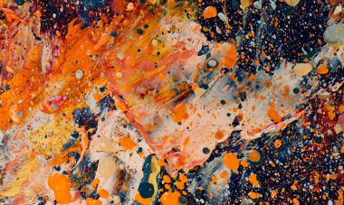 Renk dokusu. Tuvale elle çizilmiş yağlı boya resim. Soyut sanat geçmişi. Modern, çağdaş sanat. Renkli tuval. Duvar dekoru arkaplanı