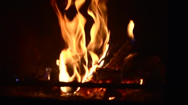 Fire Oven Fireplace Closeup Slow Motion — Stock Video