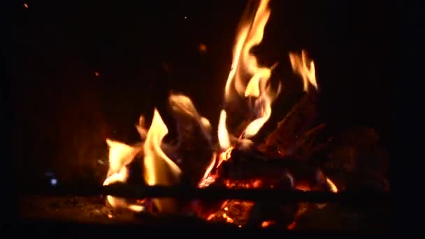 Feuer Ofen Kamin Nahaufnahme Zeitlupe — Stockvideo