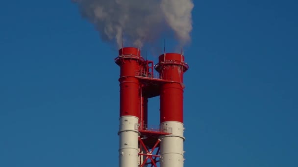 Power Station Equipment Electric Power Stations White Smoke Pipe — Stock Video