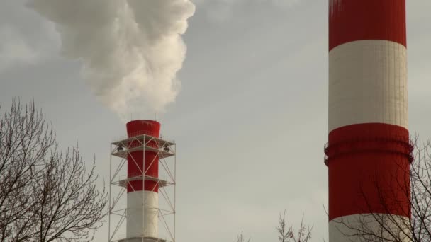 Centrale Électrique Équipement Des Centrales Électriques Fumée Blanche Tuyau — Video